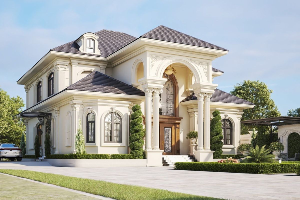 Thiết kế biệt thự 2 tầng châu Âu 4 phòng ngủ có thể kết hợp sân vườn, gara hoặc phòng sinh hoạt chung để nâng cao trải nghiệm sống  (Ảnh: Sưu tầm)