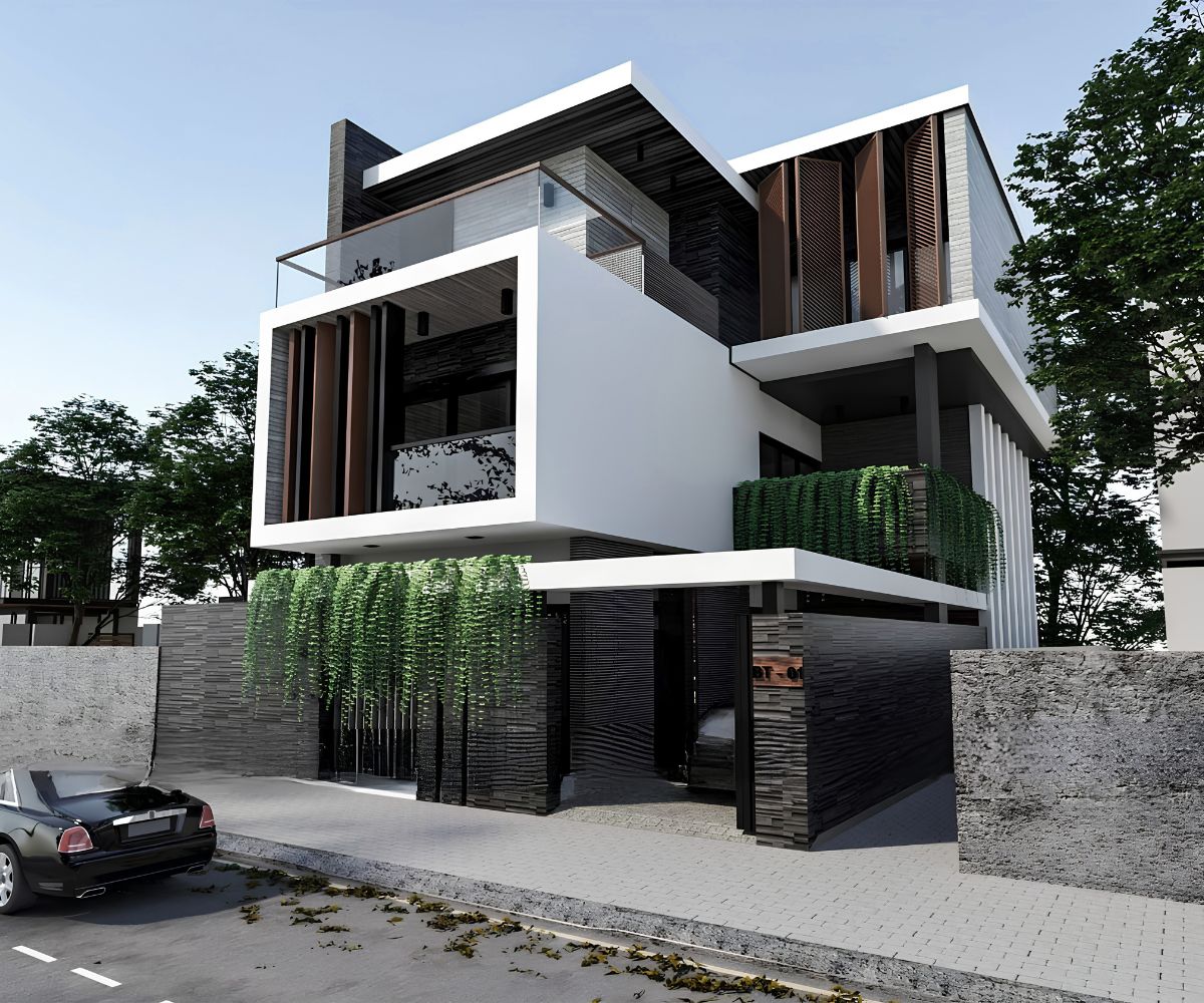 Biệt thự 3 tầng hiện đại 120m2 đáp ứng nhu cầu mở rộng không gian sống trên quỹ đất đô thị hạn chế (Ảnh: Sưu tầm)