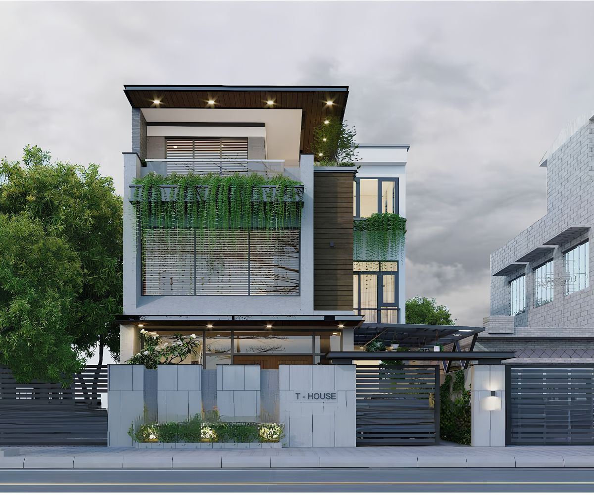 Mẫu biệt thự 3 tầng hiện đại 120m2 kiến trúc xanh tạo không gian sống gần gũi với thiên nhiên (Ảnh: Sưu tầm)