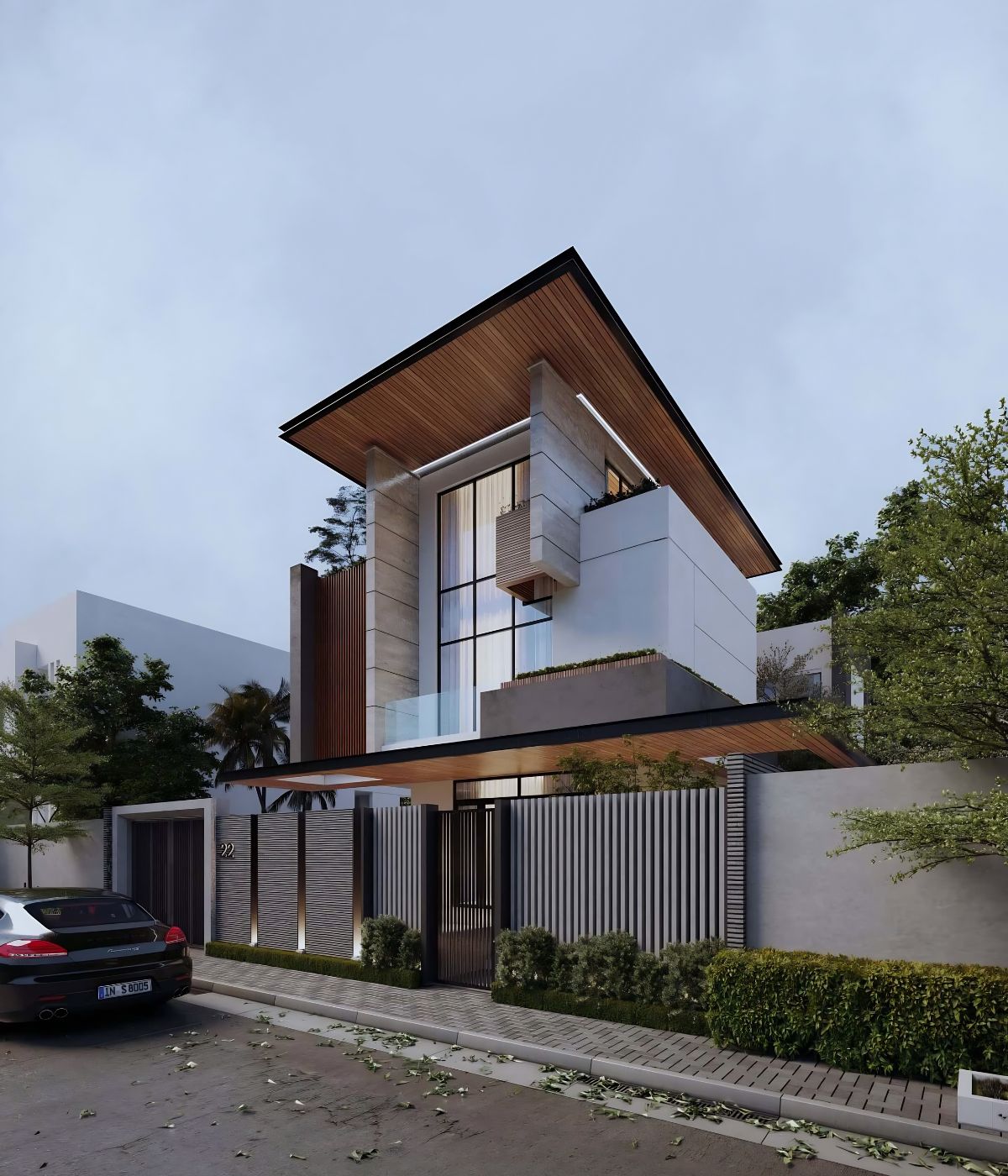 Thiết kế biệt thự 3 tầng hiện đại 120m2 kết hợp thông tầng giúp tăng ánh sáng và đối lưu không khí (Ảnh: Sưu tầm)
