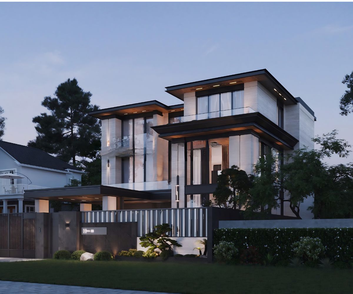 Biệt thự 3 tầng 120m2 có gara cần tính hợp lý kích thước đỗ xe, lối đi và khả năng thông gió (Ảnh: Sưu tầm)