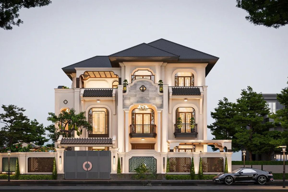 Mái Nhật giúp tổng thể biệt thự 3 tầng bề thế vừa đủ, sang trọng nhưng không phô trương  (Ảnh: Sưu tầm)