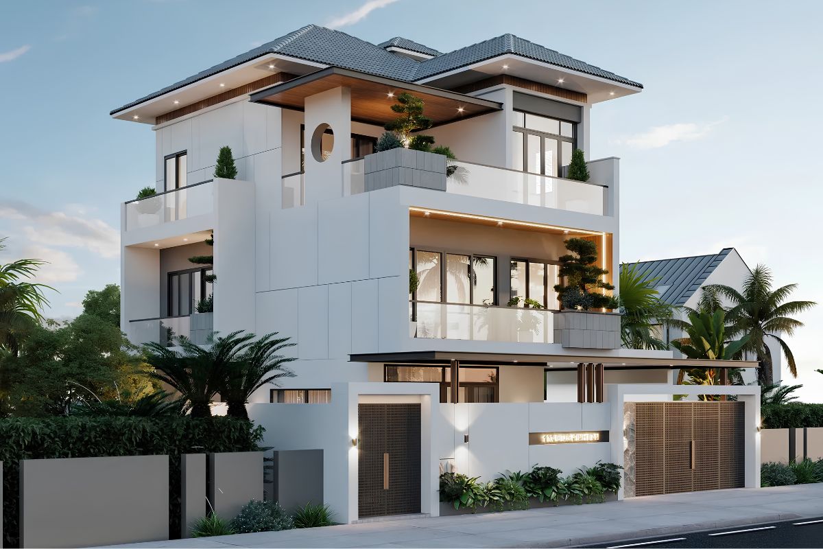 Phần mái đua hợp lý hỗ trợ che nắng, hạn chế mưa tạt và bảo vệ mặt đứng công trình (Ảnh: Sưu tầm)