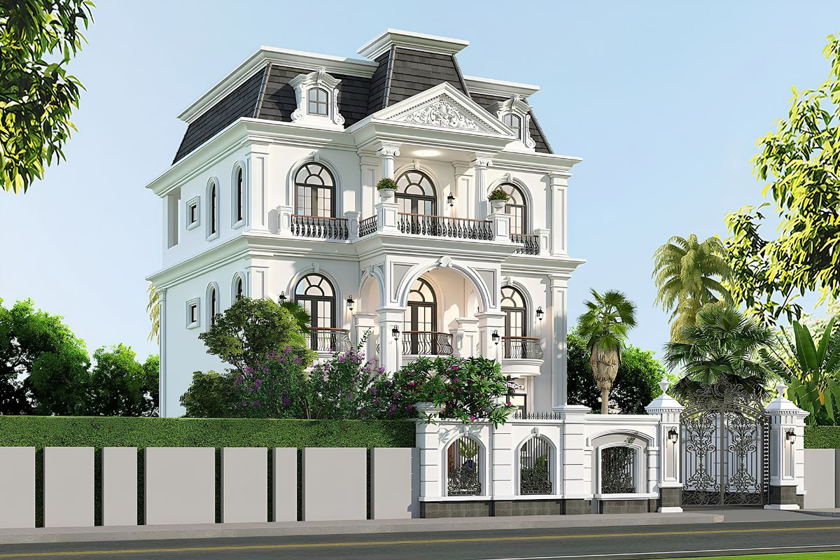 Với biệt thự 3 tầng nhiều phòng ngủ, mái Mansard có thể mở rộng thêm không gian tầng áp mái (Ảnh: Sưu tầm)