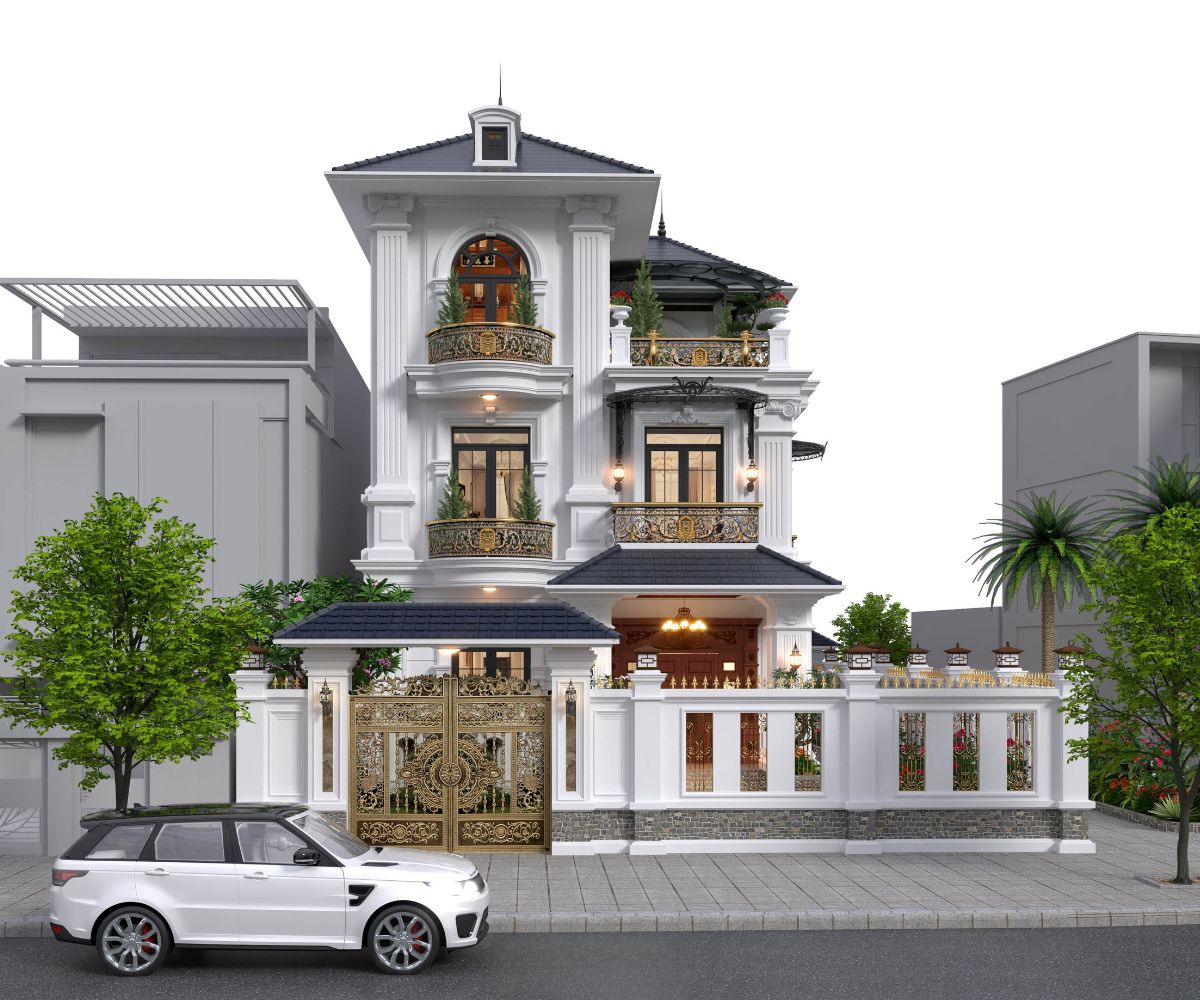 Độ đua mái hợp lý giúp biệt thự 3 tầng 8x12m mái Nhật che nắng và thoát nước hiệu quả (Ảnh: Sưu tầm)