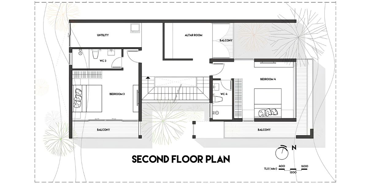 Tầng ba biệt thự 3 tầng 96m² bố trí không gian thờ cúng và tiện ích đa năng (Ảnh: Sưu tầm)