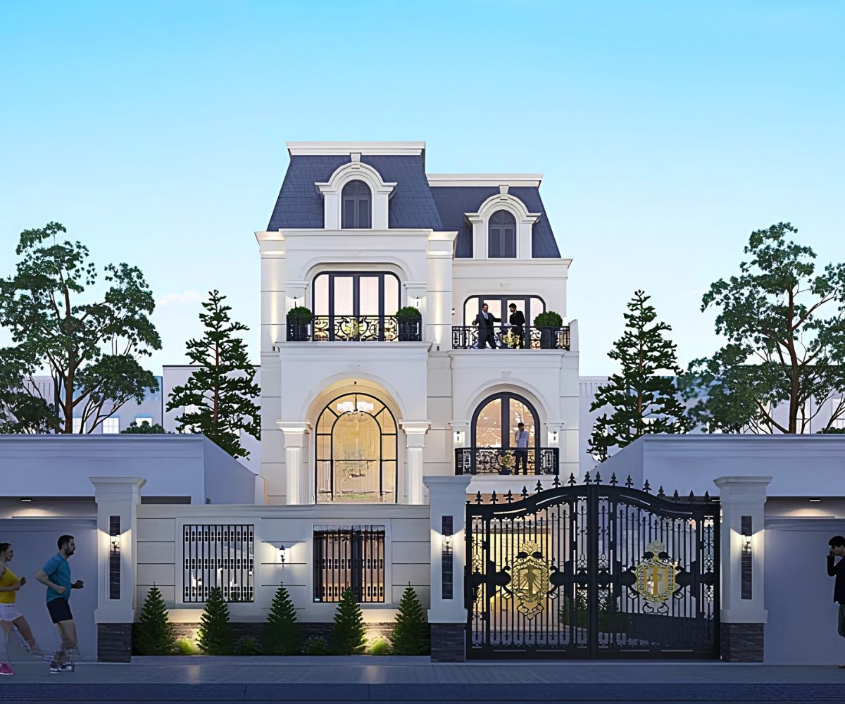 Vật liệu ngoại thất bền bỉ giúp mẫu biệt thự 3 tầng 8x12m hạn chế xuống cấp và giảm bảo trì (Ảnh: Sưu tầm)
