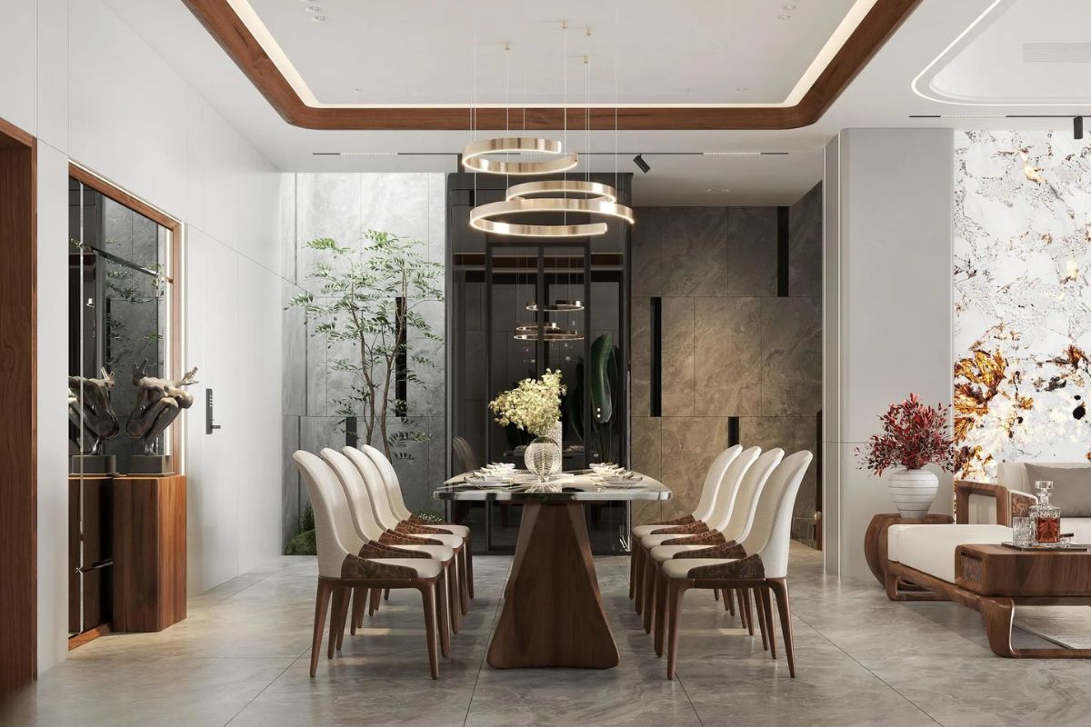 Vật liệu tự nhiên và ánh sáng gián tiếp giúp sảnh thang hài hòa với tinh thần nghỉ dưỡng của công trình  (Ảnh: Sưu tầm)