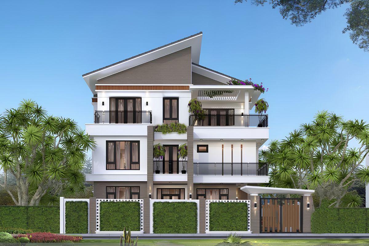 Với bố cục nhiều lớp lang, mẫu nhà này phù hợp với gia chủ yêu thích biệt thự 3 tầng hiện đại có dấu ấn riêng  (Ảnh: Sưu tầm)