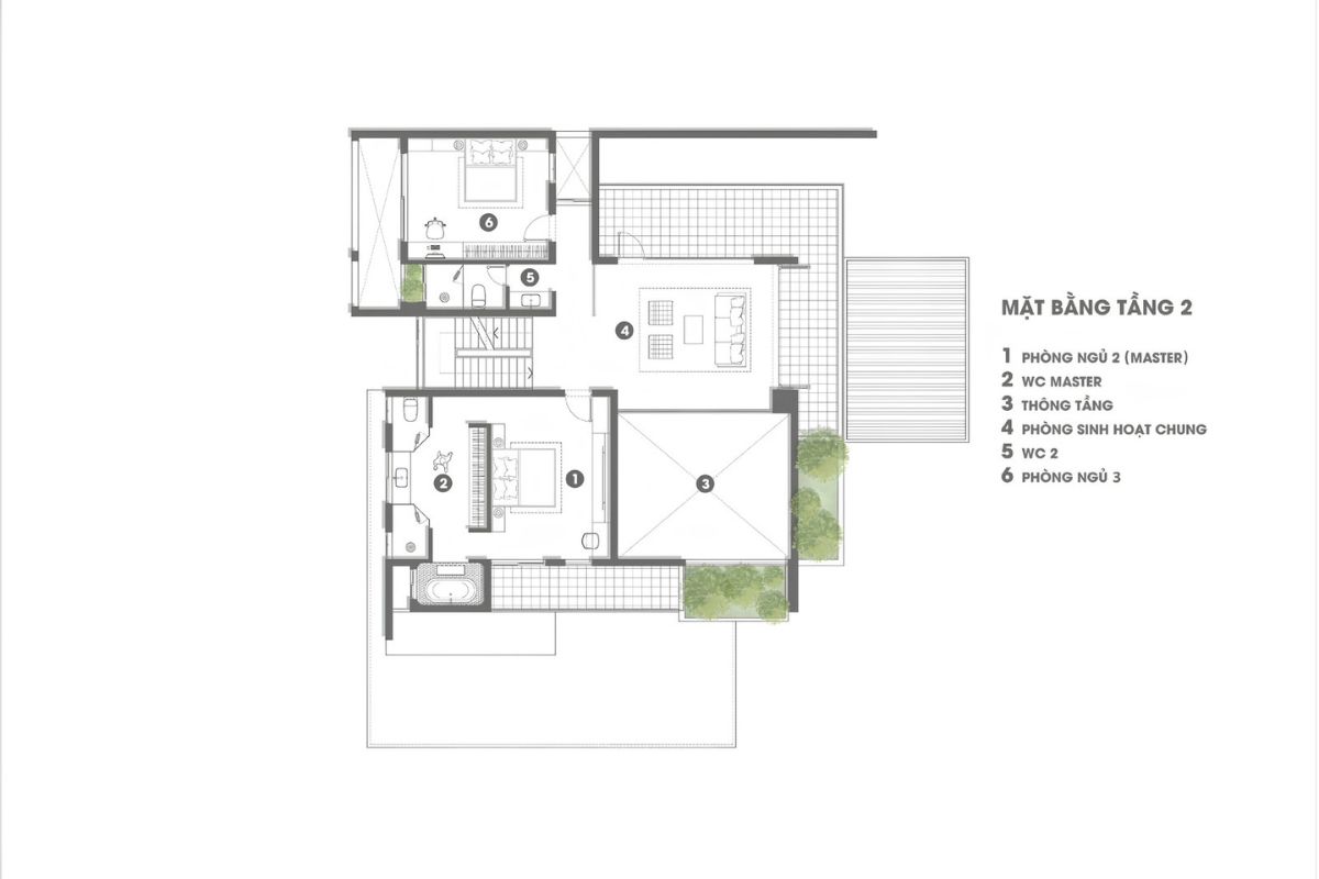 Với biệt thự 3 tầng mái lệch, công năng thường được phân bổ rõ ràng: tầng 1 sinh hoạt chung, tầng 2 nghỉ ngơi, tầng 3 thờ cúng và thư giãn  (Ảnh: Sưu tầm)