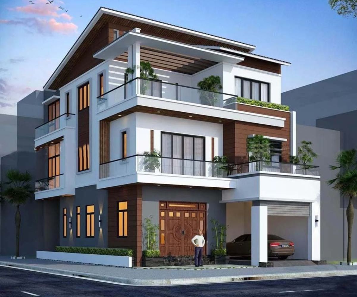 Trước khi xây biệt thự 3 tầng mái lệch, gia chủ nên làm rõ các vấn đề về chi phí, chống nóng, diện tích đất phù hợp và khả năng kết hợp sân vườn (Ảnh: Sưu tầm)
