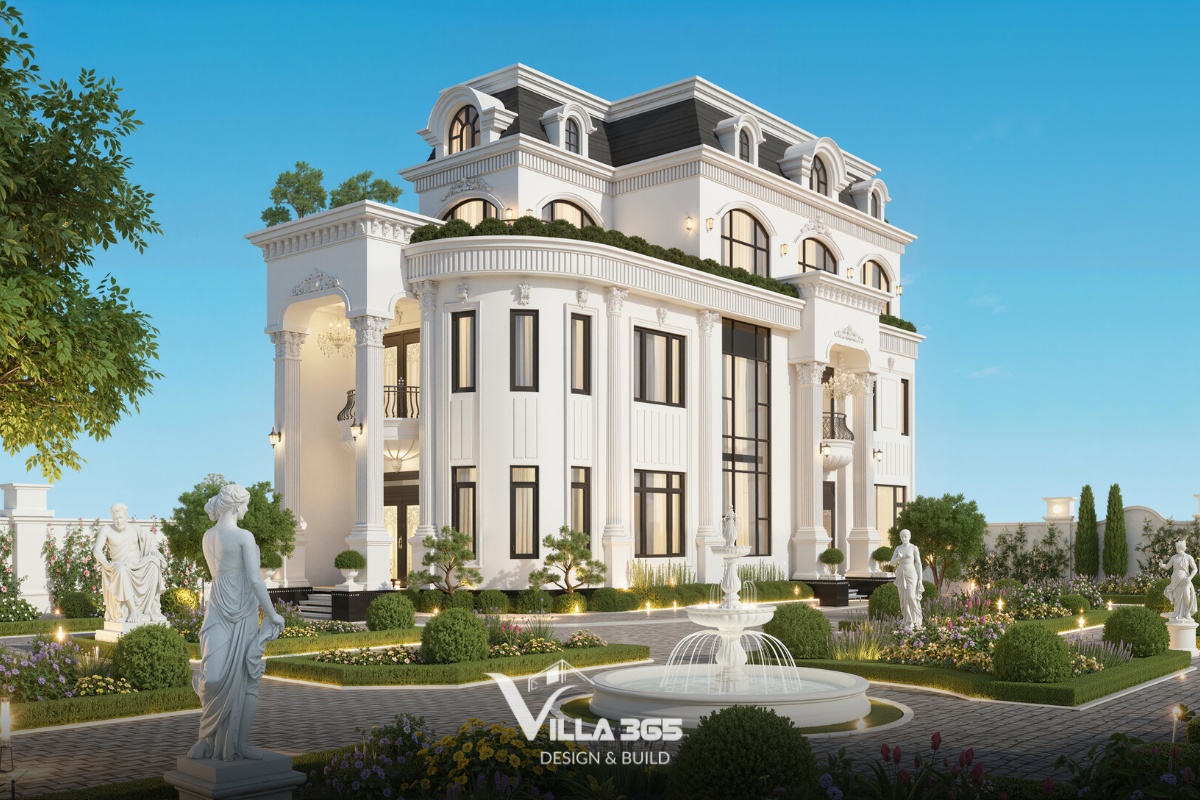Biệt thự 3 tầng mái Mansard khẳng định vị thế gia chủ bằng vẻ đẹp quyền quý, bền vững vượt thời gian 