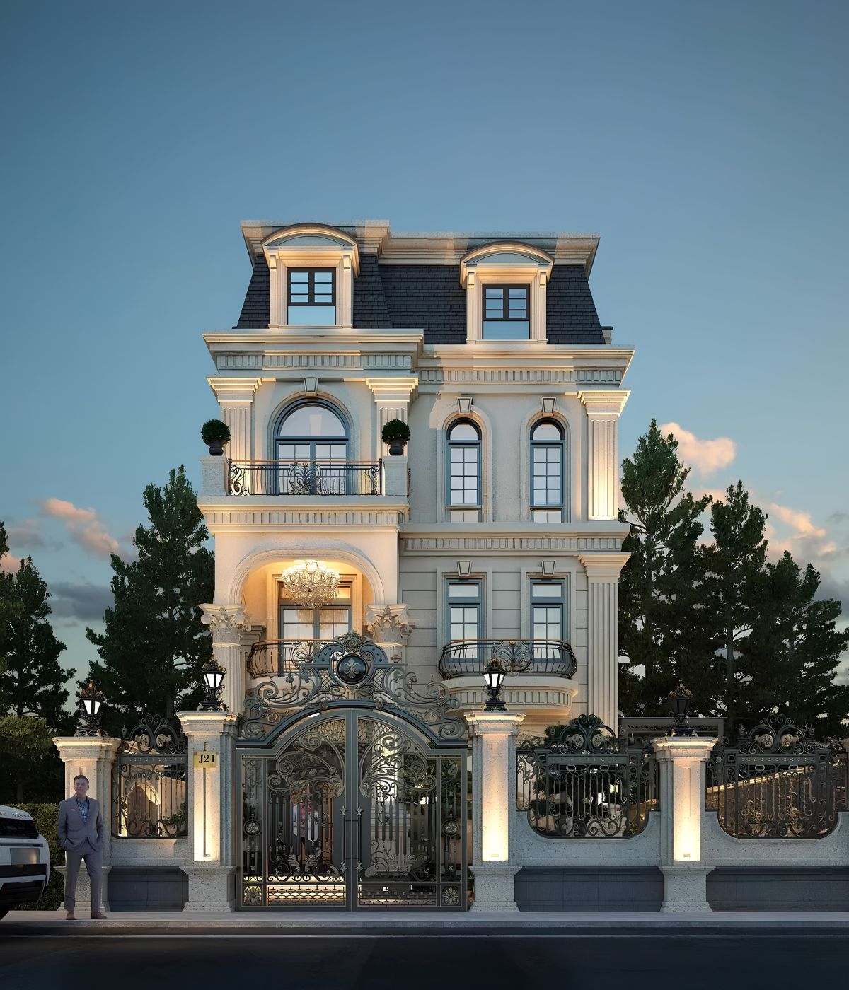Khoảng lùi và lối đi bên hông bảo đảm sự thông thoáng cho biệt thự diện tích 8x18m (Ảnh: Sưu tầm)