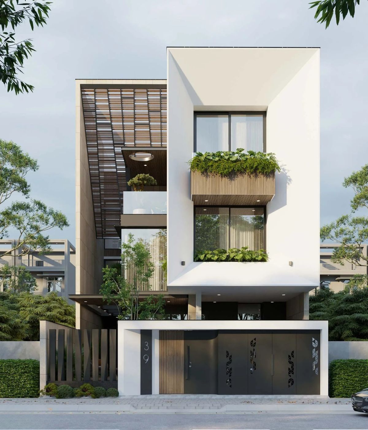 Biệt thự 3 tầng mái bằng là lựa chọn phù hợp cho gia đình trẻ yêu thích không gian sống hiện đại, thoáng sáng và dễ tối ưu công năng  (Ảnh: Sưu tầm)