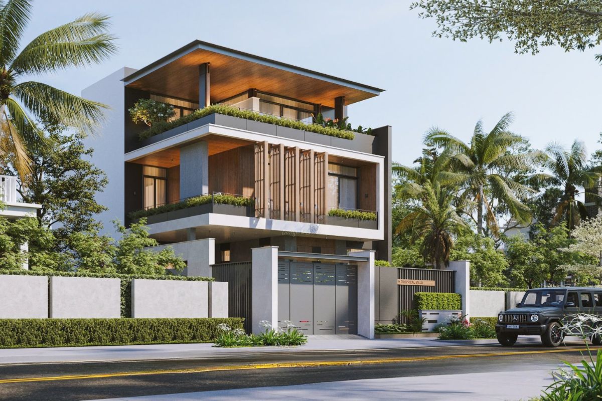 Cách phân tầng phòng ngủ hợp lý giúp thiết kế biệt thự 3 tầng mặt tiền 10m bảo đảm riêng tư cho từng thành viên trong gia đình  (Ảnh: Sưu tầm)