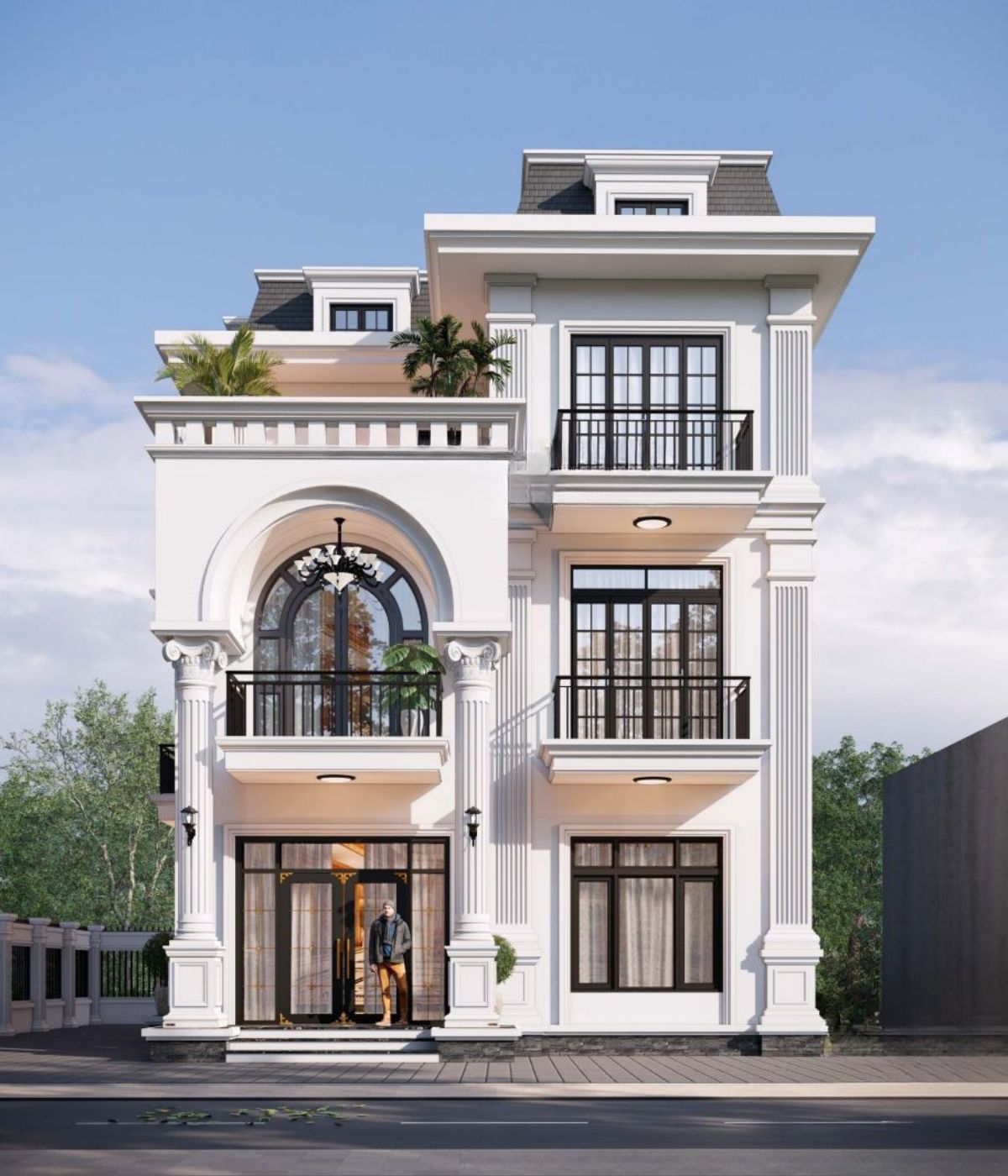 Mặt tiền 10m giúp công trình có độ nhận diện tốt, vừa phục vụ kinh doanh vừa giữ được vẻ sang trọng của không gian sống cao cấp  (Ảnh: Sưu tầm)