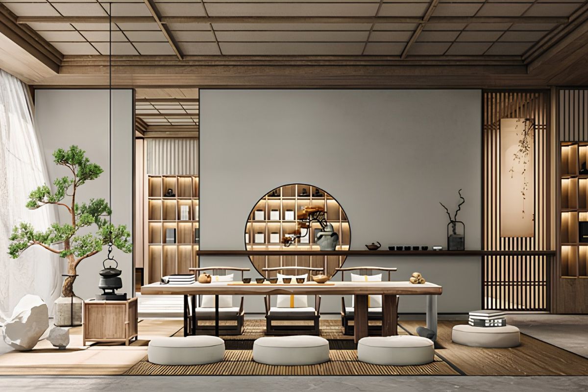 Gỗ sáng màu, đá mờ và hệ tủ kín tạo nên không gian sống nhẹ nhàng, thư thái (Ảnh: Sưu tầm)