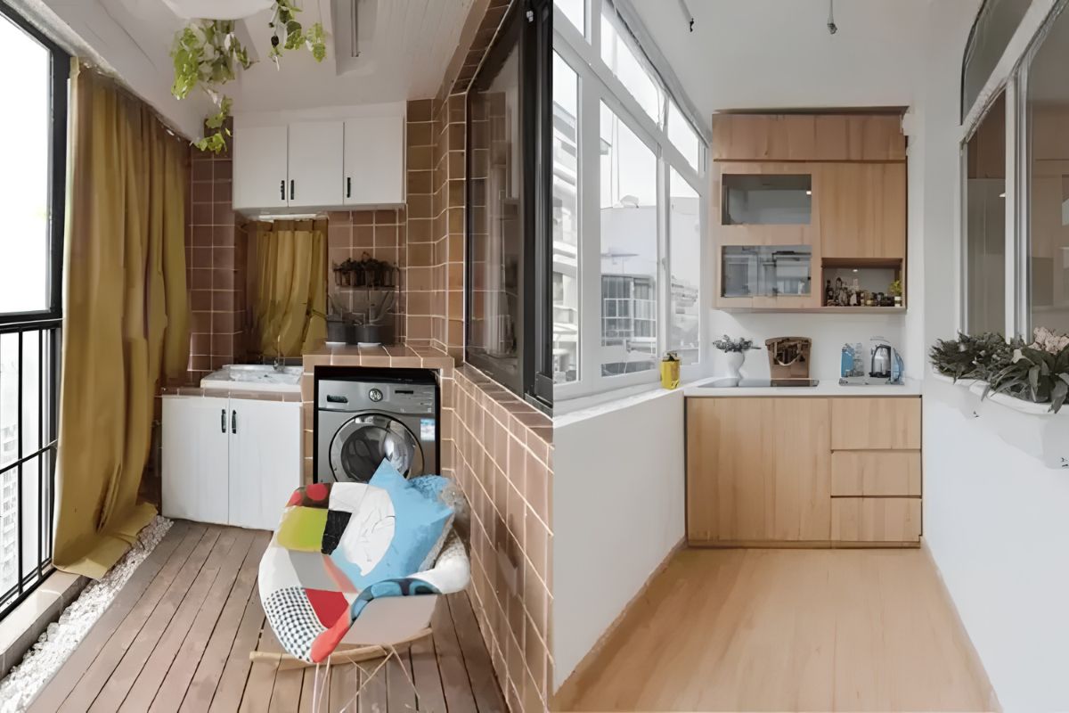 Bếp đặt ngoài ban công tiềm ẩn nhiều nguy cơ mất an toàn và dễ bị ảnh hưởng bởi thời tiết  (Ảnh: Sưu tầm)