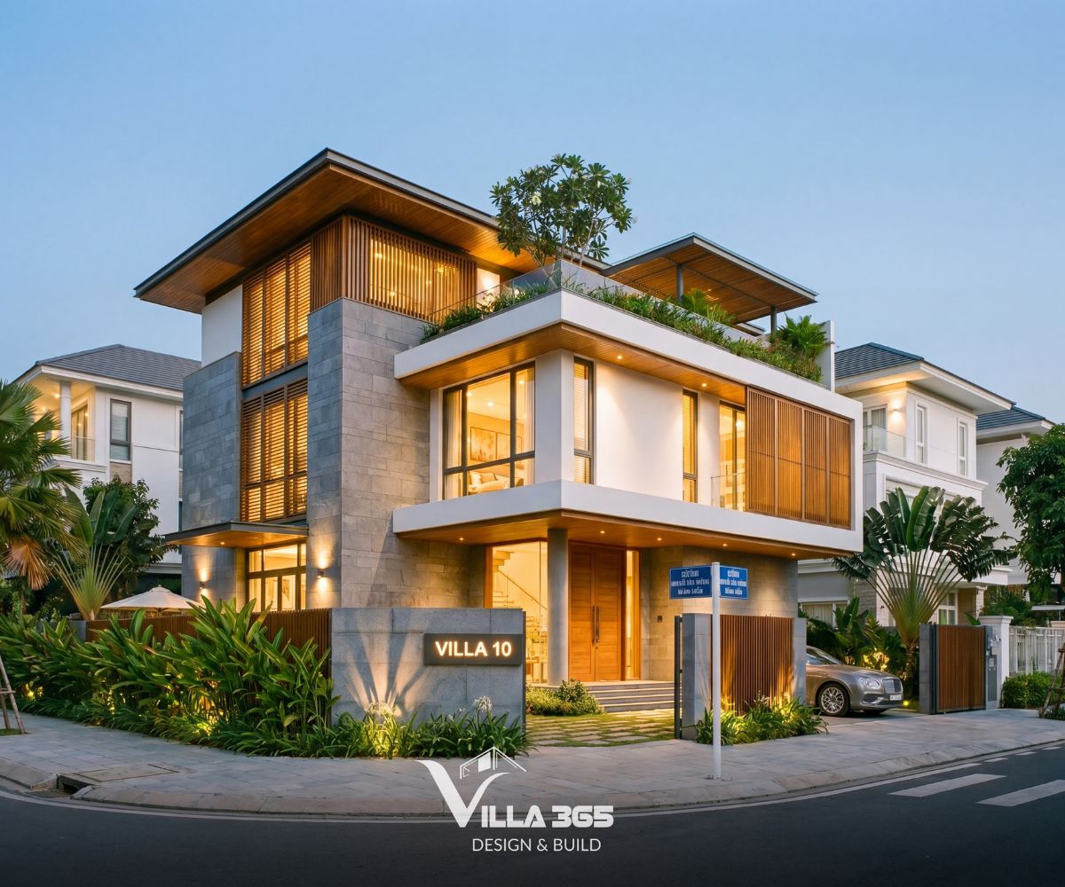 Phong Vy Villa được xử lý khéo léo về tỷ lệ hình khối, vật liệu và ánh sáng, tạo nên tổ ấm tiện nghi, thoáng sáng
