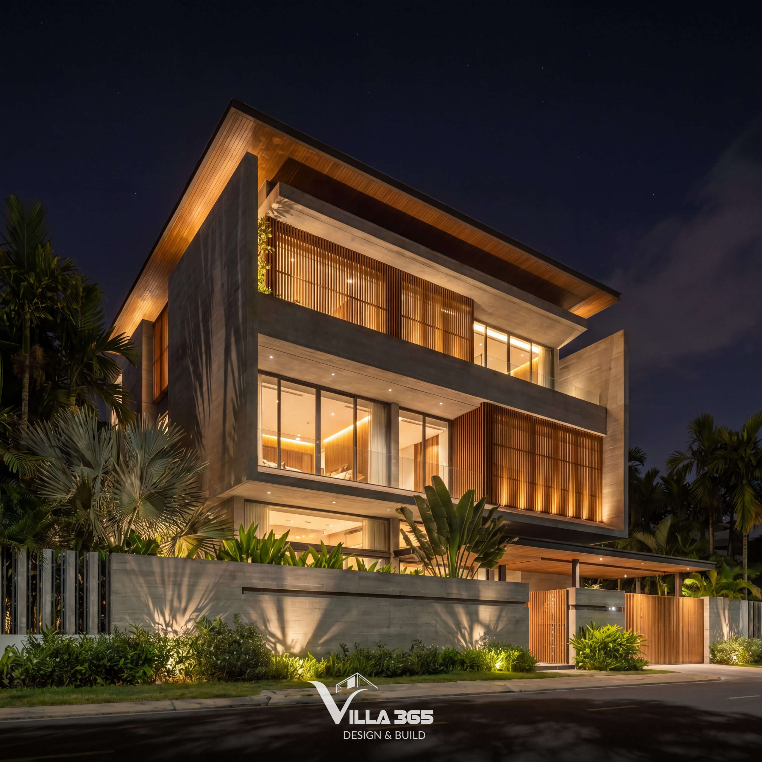 Sum Vầy Villa - Vẻ đẹp thô mộc của ngôi nhà ba thế hệ 8 Ánh sáng vàng của hệ đèn hắt và đèn âm trần vào buổi tối tạo cảm giác ấm áp, thư thái