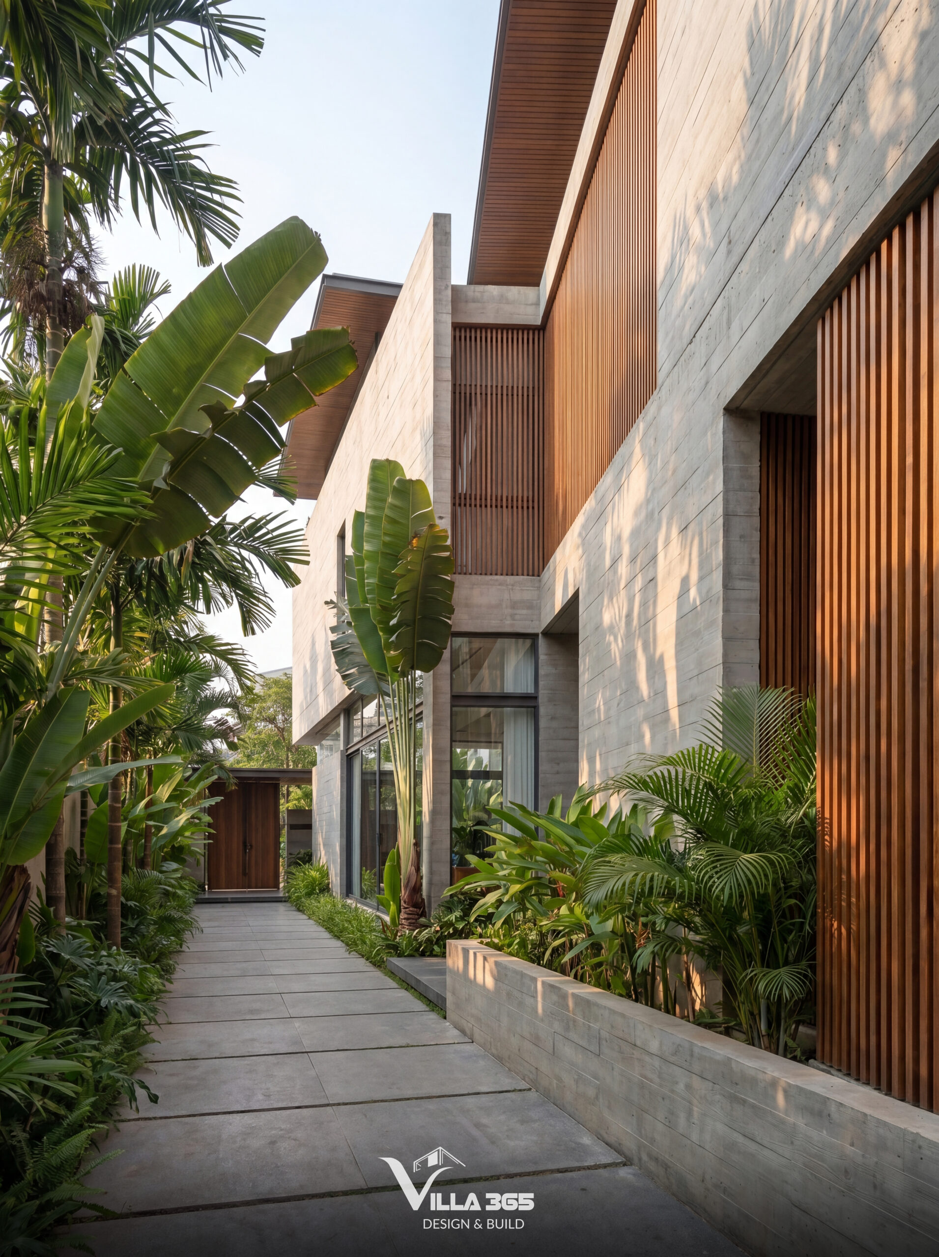 Sum Vầy Villa - Vẻ đẹp thô mộc của ngôi nhà ba thế hệ 11 Những lối đi ngập tràn sắc xanh