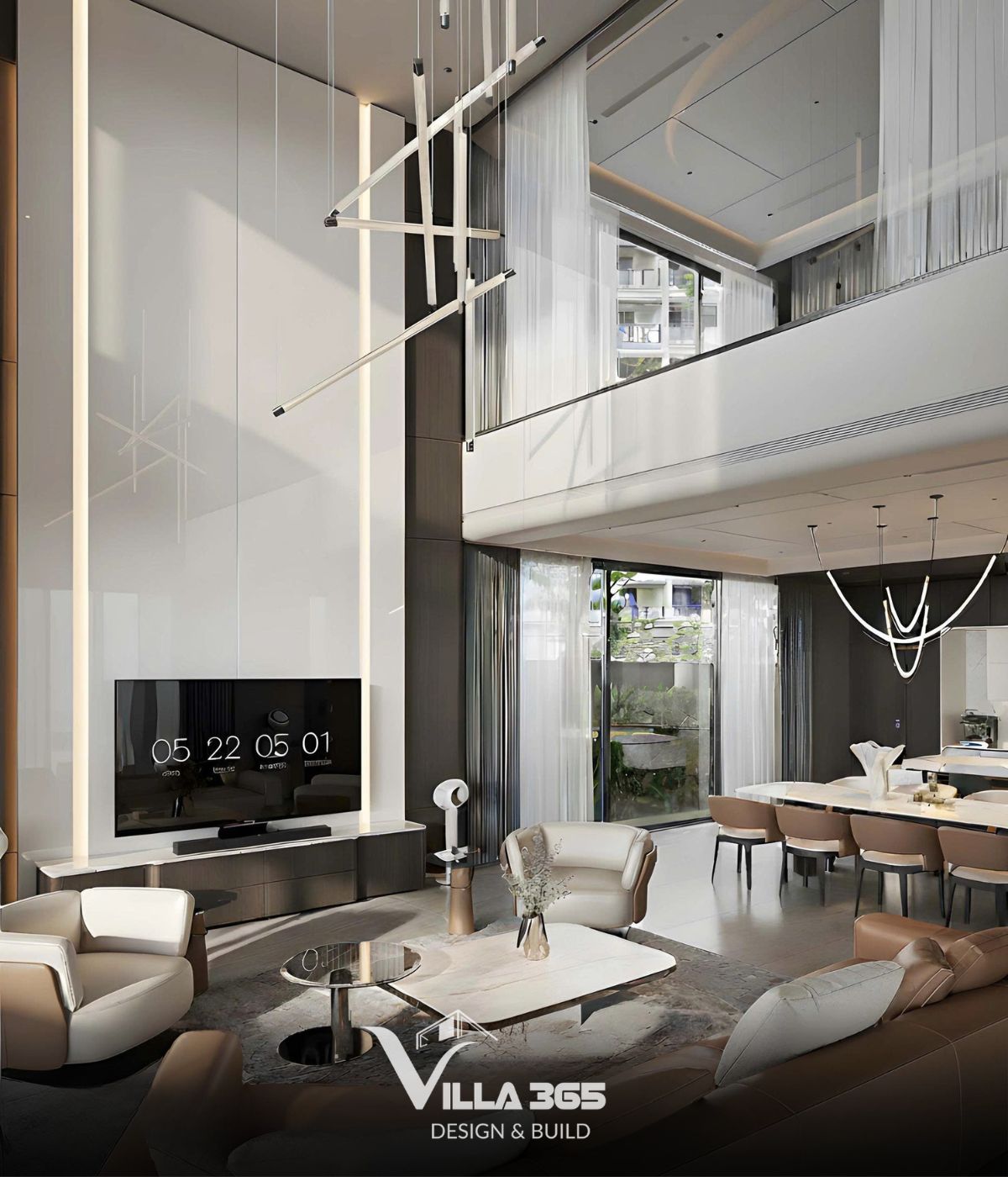 Biệt thự 2 tầng thông tầng diện tích 200–300m² phù hợp với gia đình cần không gian chung rộng rãi và đầy đủ công năng 