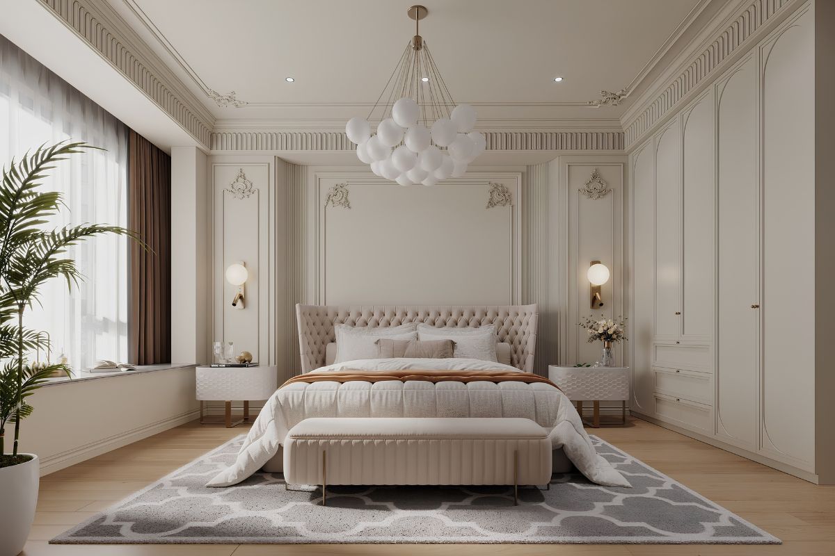 Thiết kế nội thất biệt thự Gamuda Hà Nội theo phong cách Tân cổ điển mang lại vẻ đẹp thanh lịch, tinh tế (Ảnh: Sưu tầm)