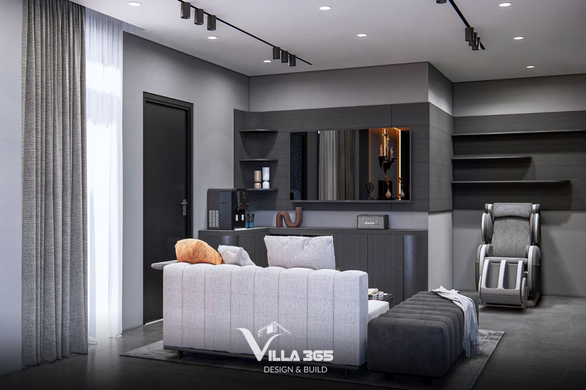 Thiết kế nội thất Dual Villa – Giải pháp tổ chức không gian kép cho gia chủ làm việc tại nhà 11 Tầng trệt dành cho công việc và tiếp khách, những tầng trên dành cho nghỉ ngơi – cách phân chia theo chiều đứng giúp Dual Villa giữ được sự riêng tư trong một ngôi nhà đa chức năng