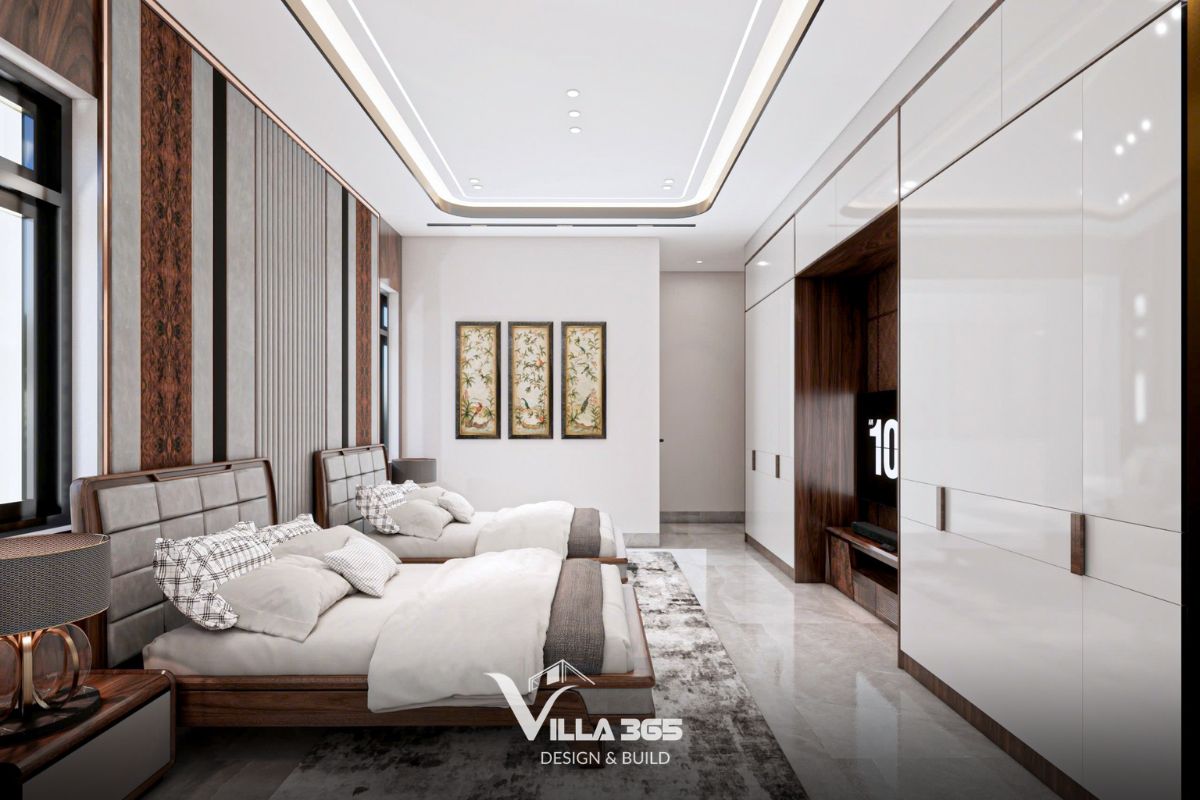 Thiết kế nội thất Homebound Villa - Nghệ thuật phân định không gian trong hình hài đương đại 9 Những ô cửa sổ nhỏ bên cạnh giường đưa ánh sáng ban mai và gió trời vào phòng, để không gian nghỉ ngơi luôn thoáng đãng, dễ chịu