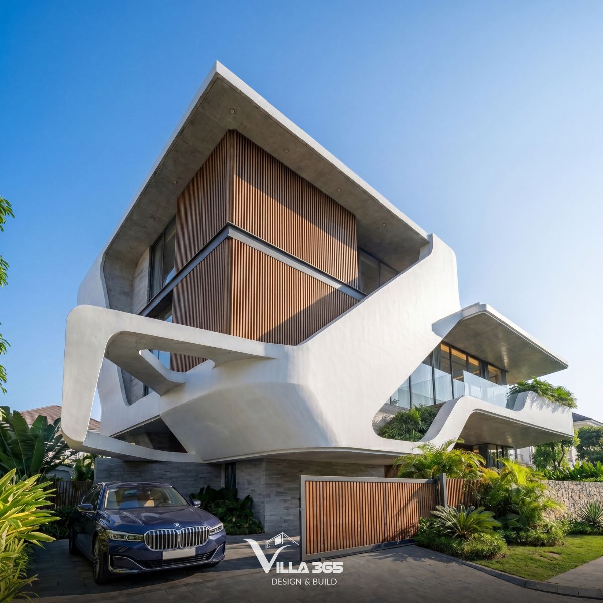 Hệ lam sọc dọc được tính toán theo từng khu vực, vừa kiểm soát nắng và tầm nhìn, vừa gìn giữ sự riêng tư cần thiết 