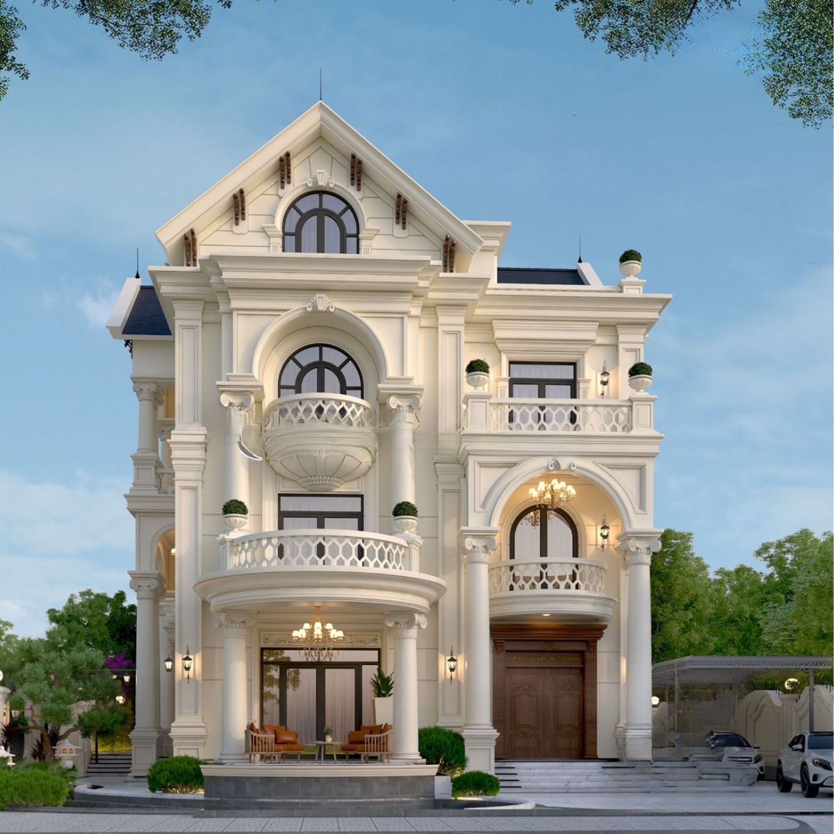 50+ Mẫu Biệt Thự Có Gara Đẹp Nổi Bật Tối Ưu Không Gian 39 Bản vẽ biệt thự có gara được tính toán từ đầu giúp mẫu mái Thái đáp ứng tốt nhu cầu để xe mà vẫn giữ hình thức kiến trúc cân đối (Ảnh: Sưu tầm)