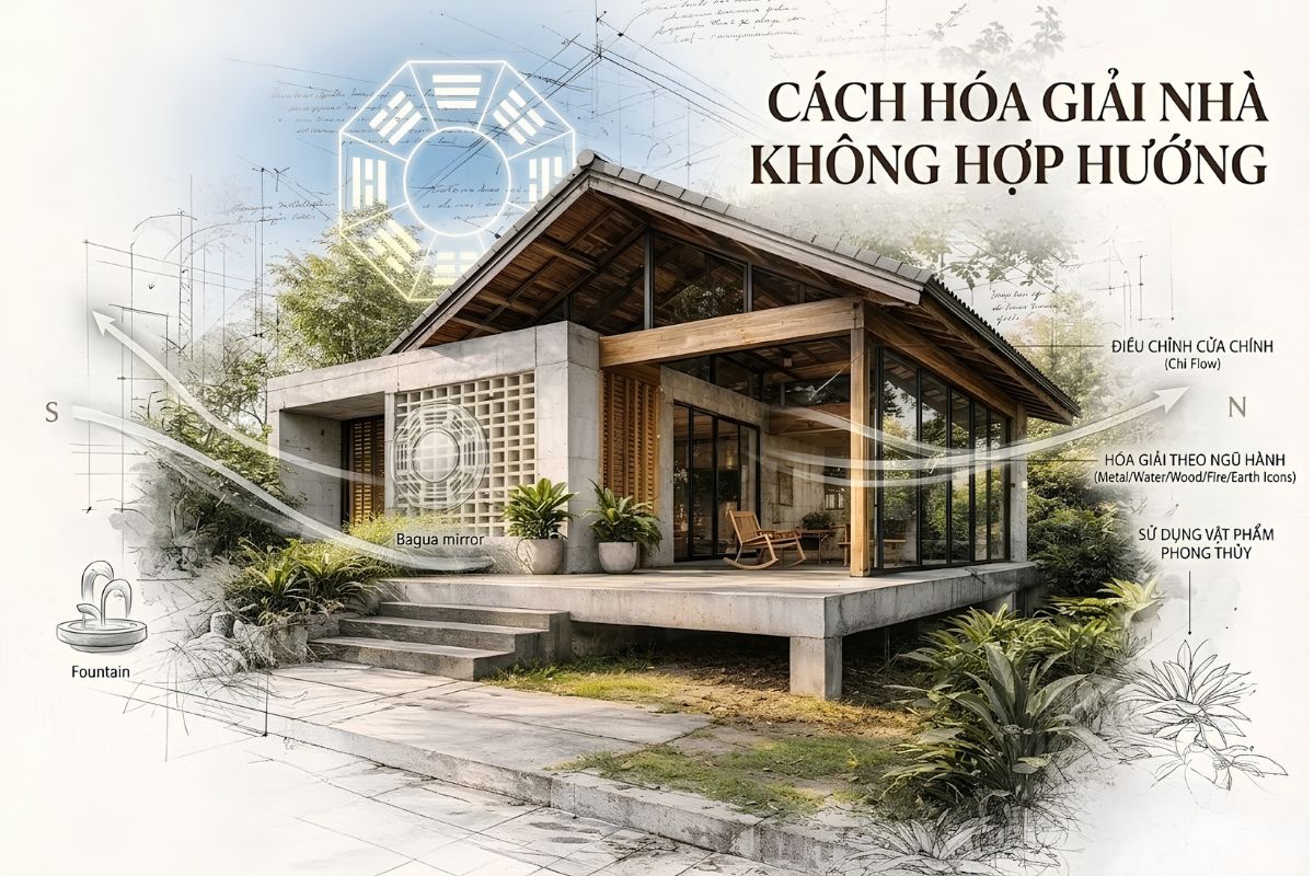 Cách hóa giải nhà không hợp hướng dễ áp dụng cho gia chủ giúp điều chỉnh không gian sống hài hòa hơn mà không nhất thiết phải thay đổi toàn bộ kết cấu nhà  (Ảnh: Sưu tầm)