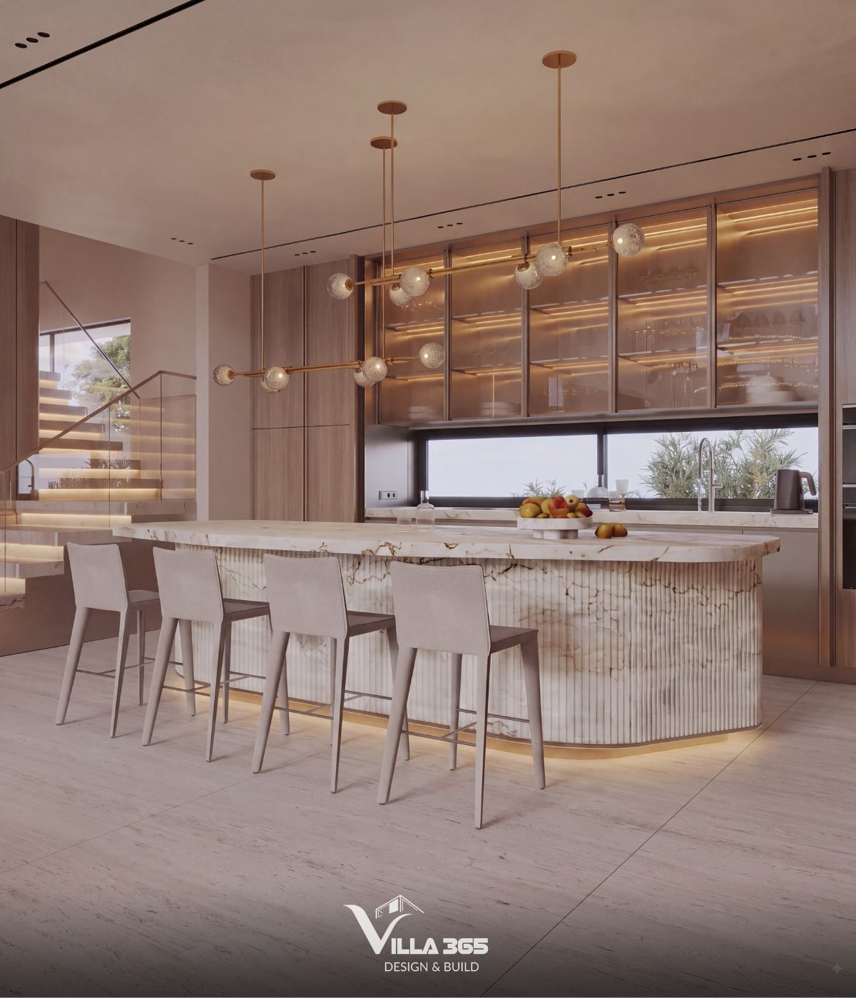 Thiết kế nội thất Giao Villa: Không gian giao hòa giữa vẻ đẹp đương đại và nếp nhà truyền thống 4 Hệ đèn thả trần là điểm neo thị giác ở khu vực trung tâm – nơi gia đình quây quần