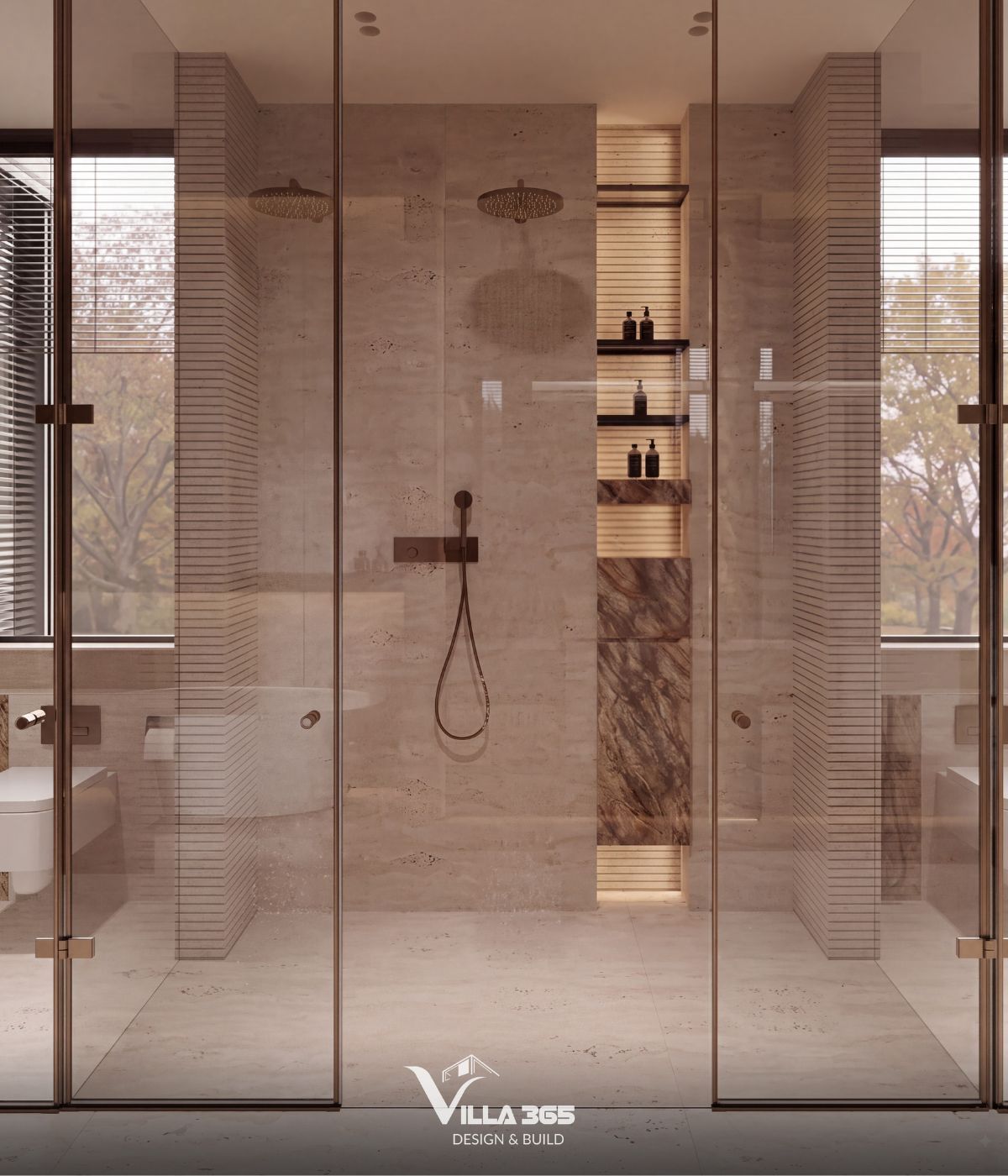 Thiết kế nội thất Giao Villa: Không gian giao hòa giữa vẻ đẹp đương đại và nếp nhà truyền thống 14 Vách kính cường lực giúp phân chia các khu chức năng