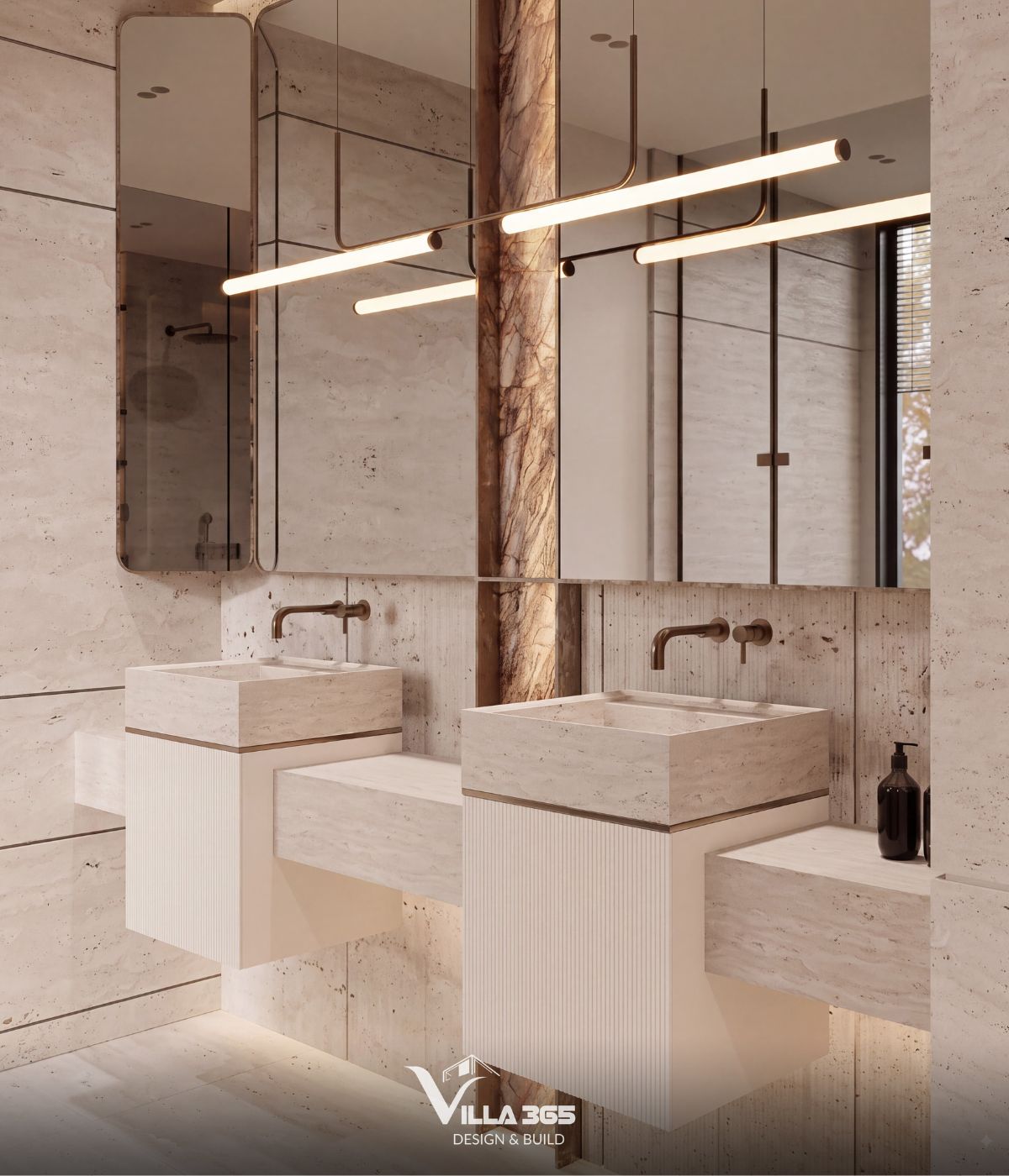 Thiết kế nội thất Giao Villa: Không gian giao hòa giữa vẻ đẹp đương đại và nếp nhà truyền thống 15 Đồ nội thất trong không gian phòng tắm đáp ứng công năng đồng thời có thể sử dụng như yếu tố trang trí