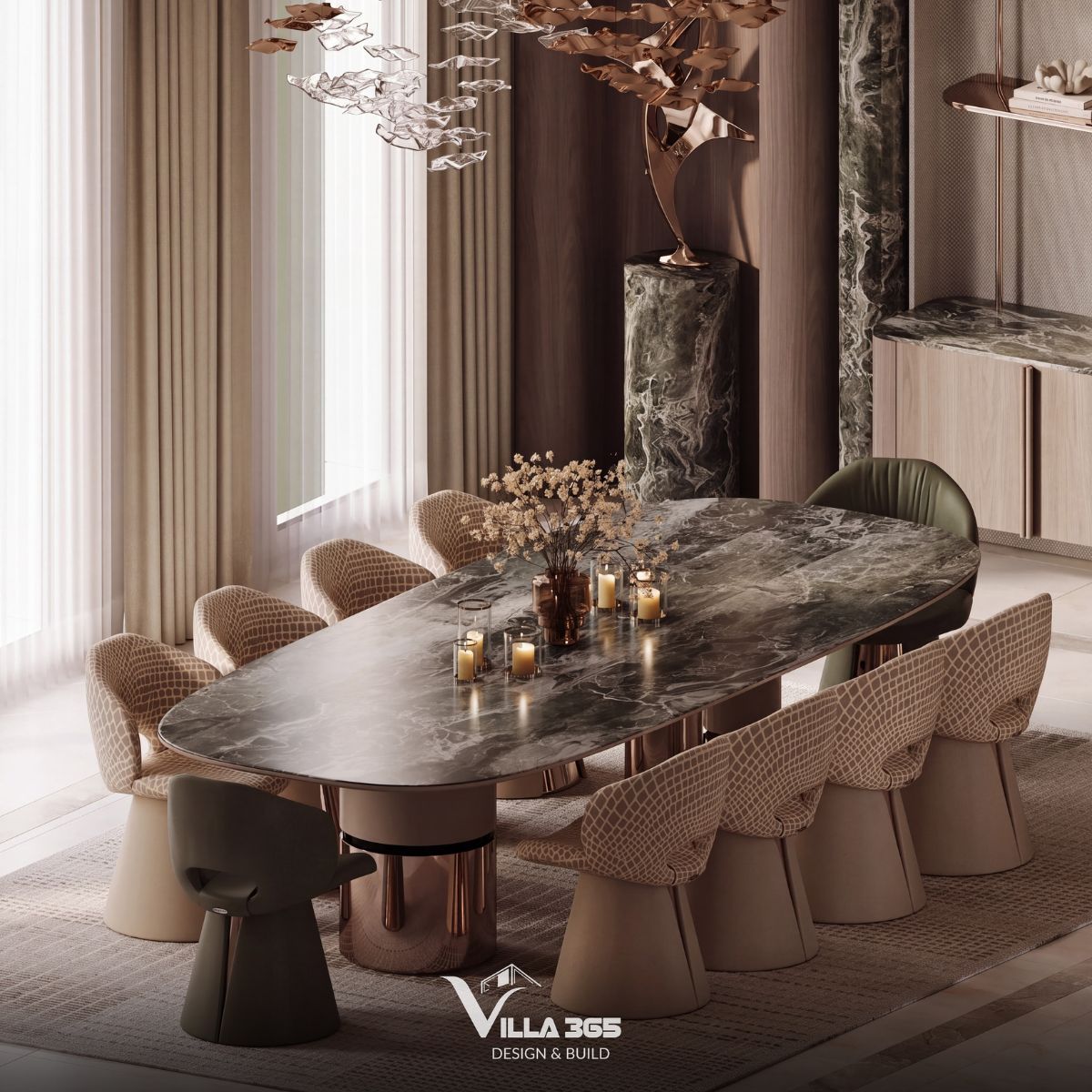 Thiết kế nội thất Eco Luxe Villa - Nốt trầm tĩnh lặng giữa lòng phố biển 10 Những đường vân marble sáng màu tạo nên khoảng đối thoại thú vị với sắc gỗ trầm ấm bao phủ không gian