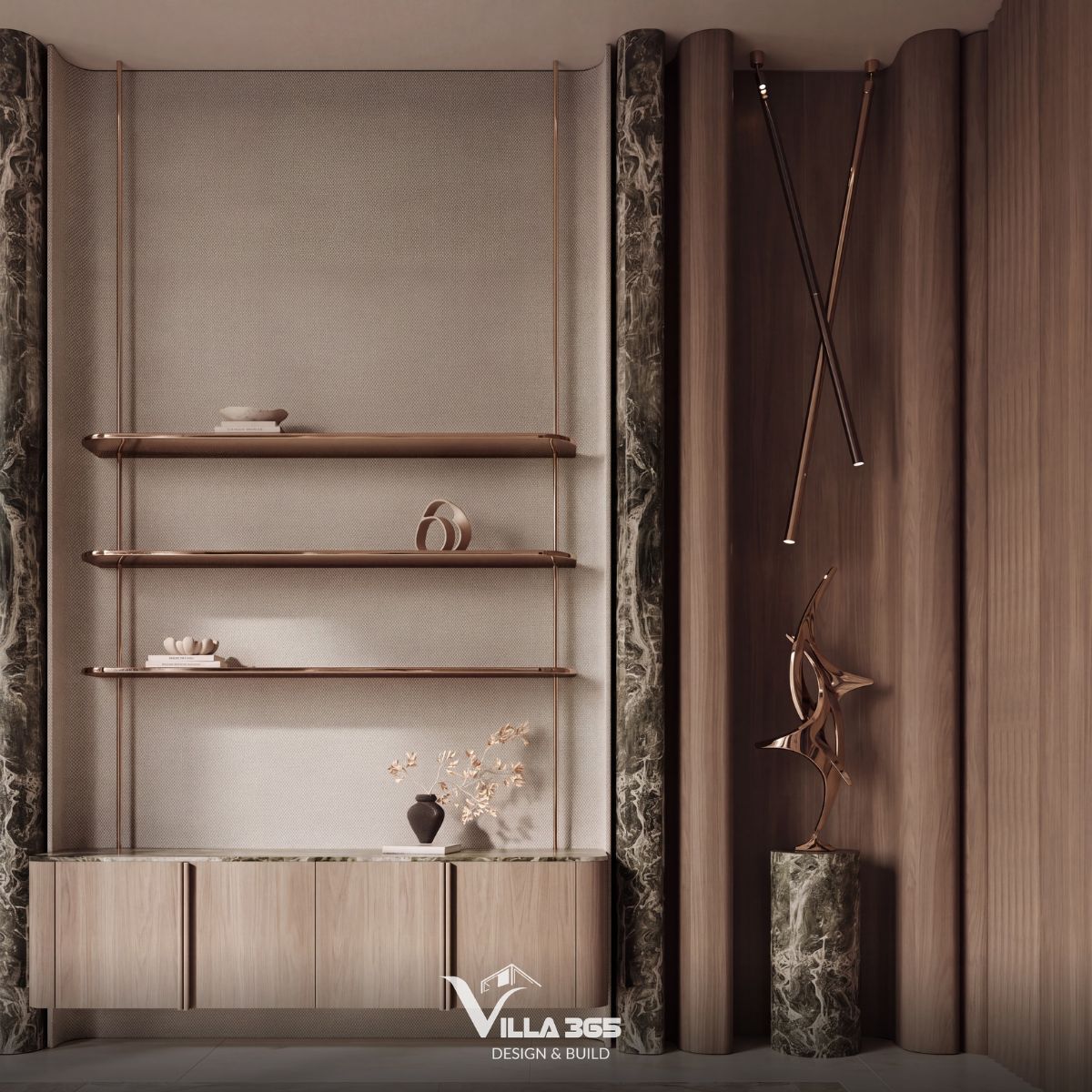 Thiết kế nội thất Eco Luxe Villa - Nốt trầm tĩnh lặng giữa lòng phố biển 11 Vật liệu đá mang đến nét sang trọng thanh thoát, trong khi gỗ nâu tạo cảm giác gần gũi và an định