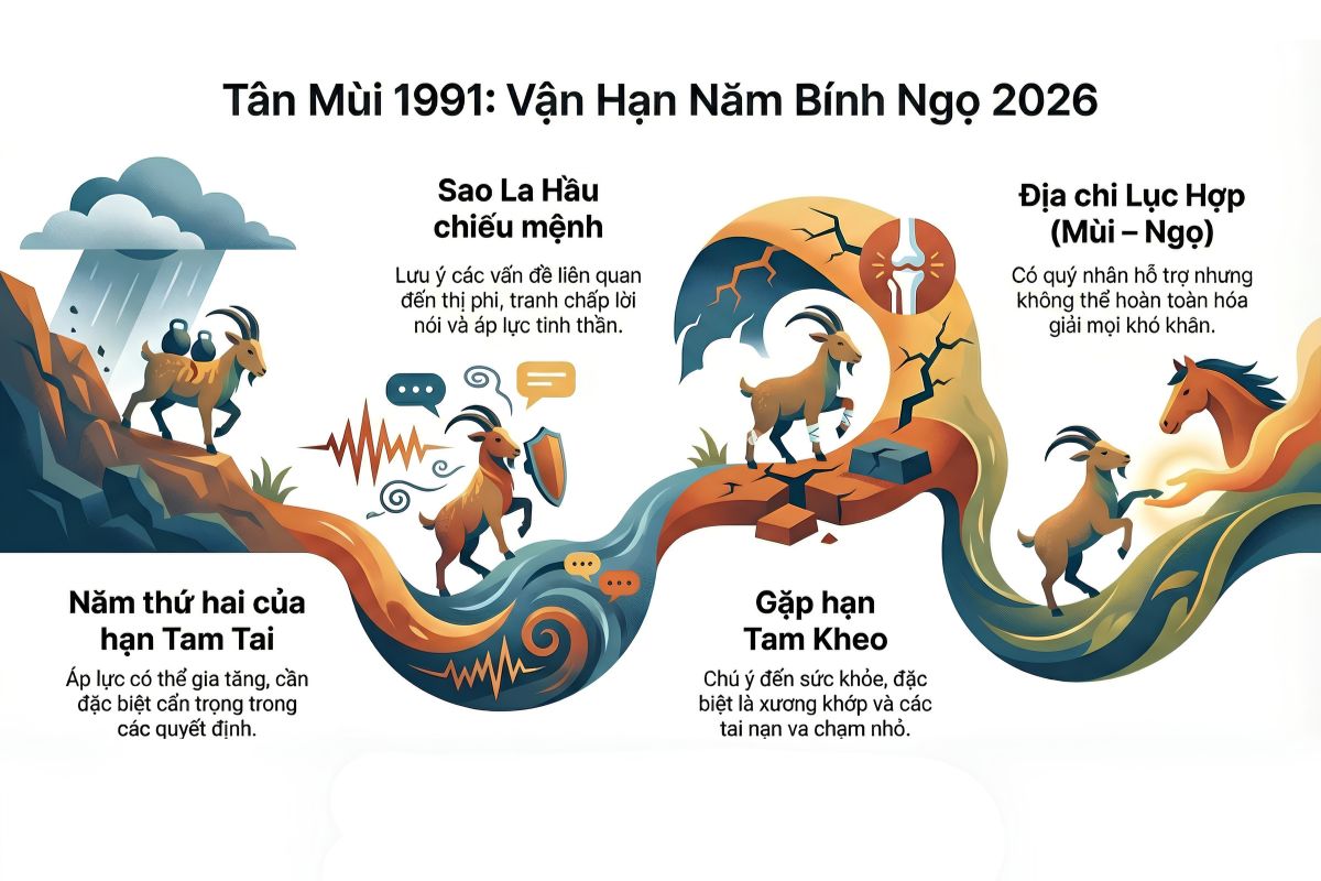 Tân Mùi 1991 có phạm Tam Tai năm 2026 không? Năm Bính Ngọ nằm trong chu kỳ Tam Tai của nhóm tuổi Hợi – Mão – Mùi (Ảnh: Sưu tầm)
